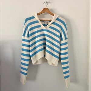 Sincerely Jules Blue and White V-Neck Sweater
